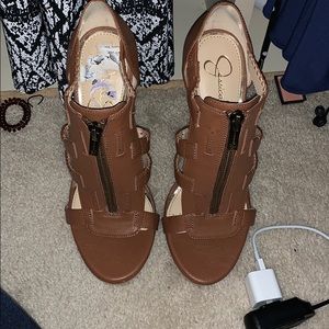 Jessica Simpson zip up heels.